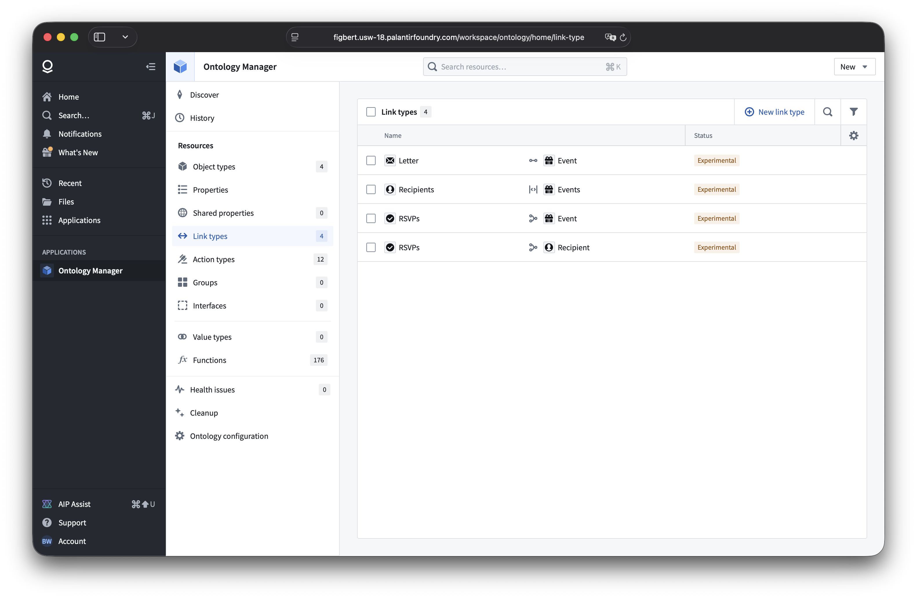 A screenshot of the Palantir foundry for Cordially.