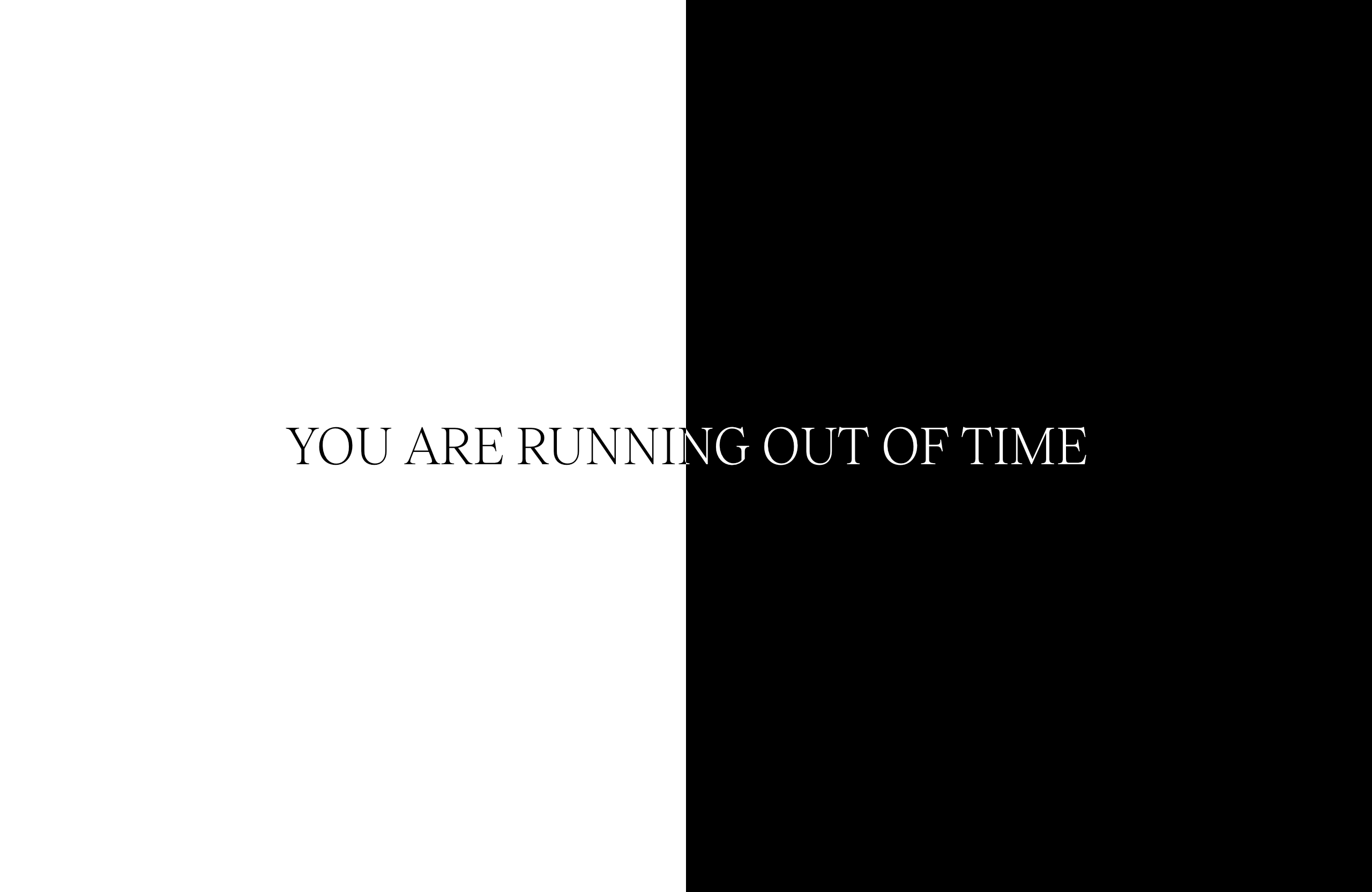 A canvas with the words “You are running out of time” written across it in all-caps