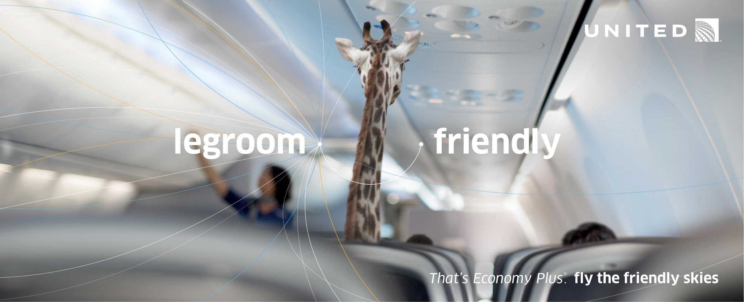 A United Airlines ad for legroom.